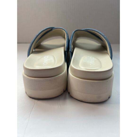 Vionic Vesta Pebbled Blue Leather CrissCross Slide On Comfort Platform Sandals 9 - Picture 9 of 12